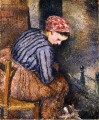 peasant woman warming herself 1883 Camille Pissarro